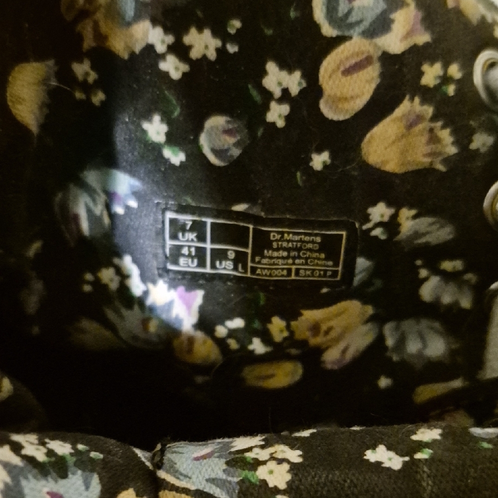 Dr. Martens Black Boots with Blue Floral Interior - Picture 8 of 8